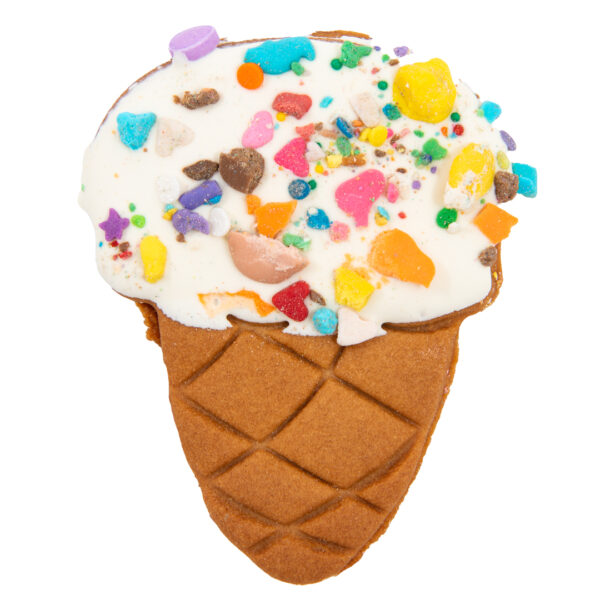 Ice cream cone with yogurt sprinkles dog treat