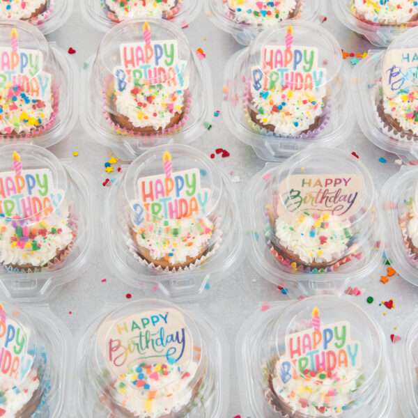 Happy Birthday Cupcake in Plastic Container