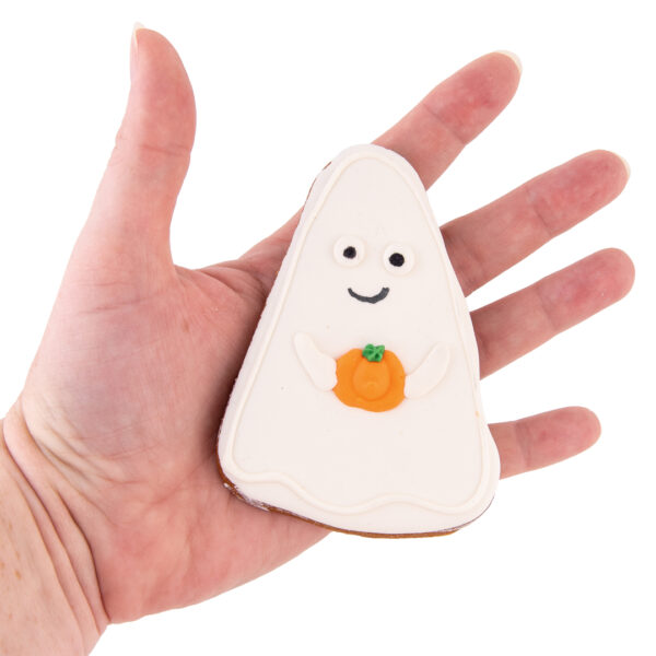 Ghost Holding Pumpkin Dog Treat