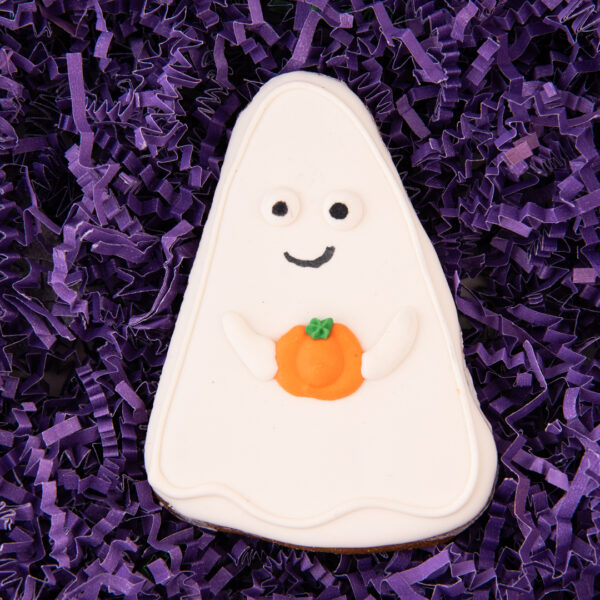 Ghost Holding Pumpkin Dog Treat